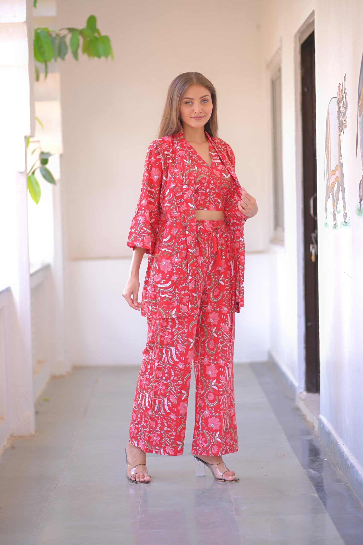 COTTON THREE-PIECE CO ORD SET