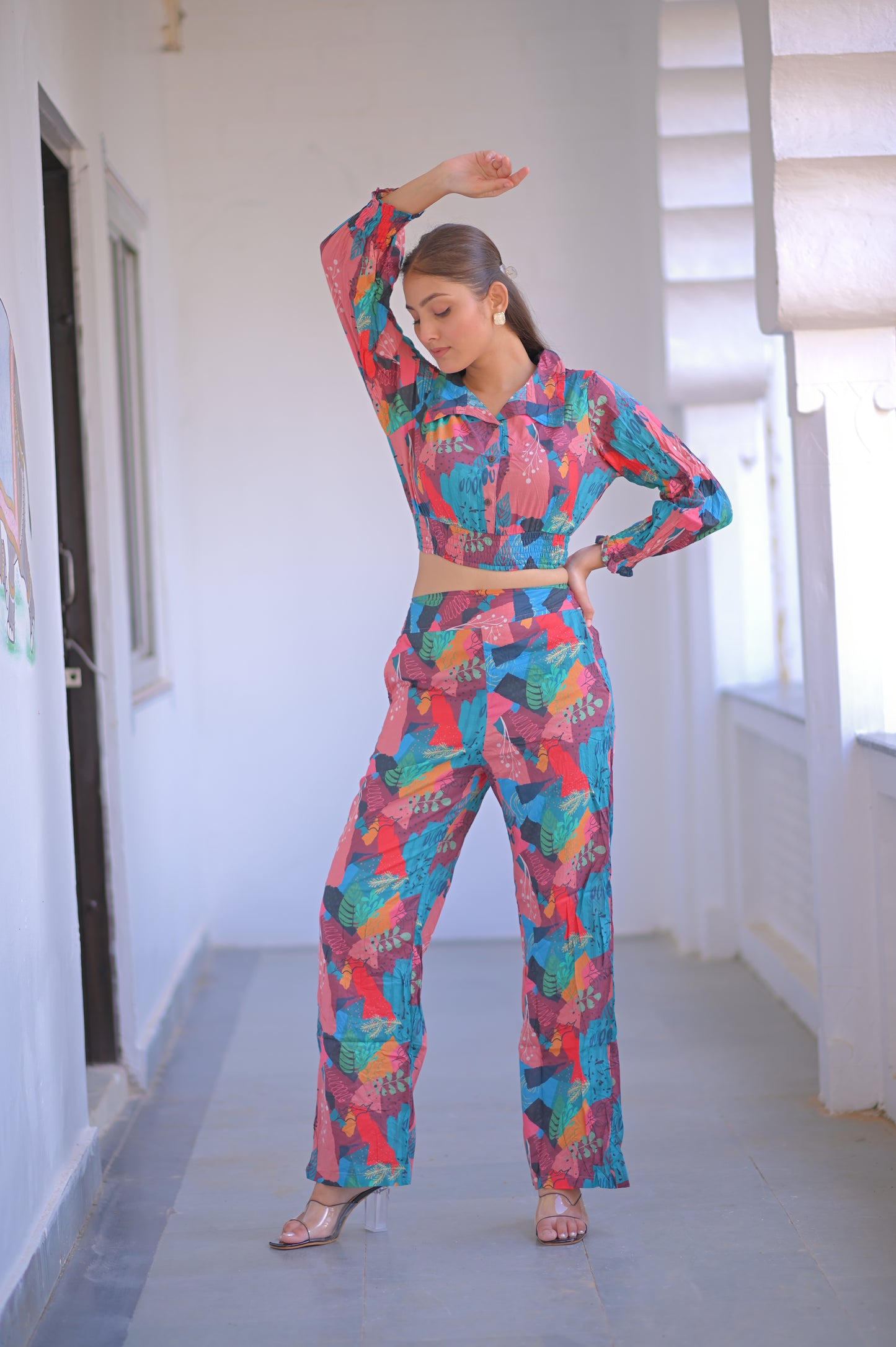 BUTTON BOBIN TOP PAJAMA SET
