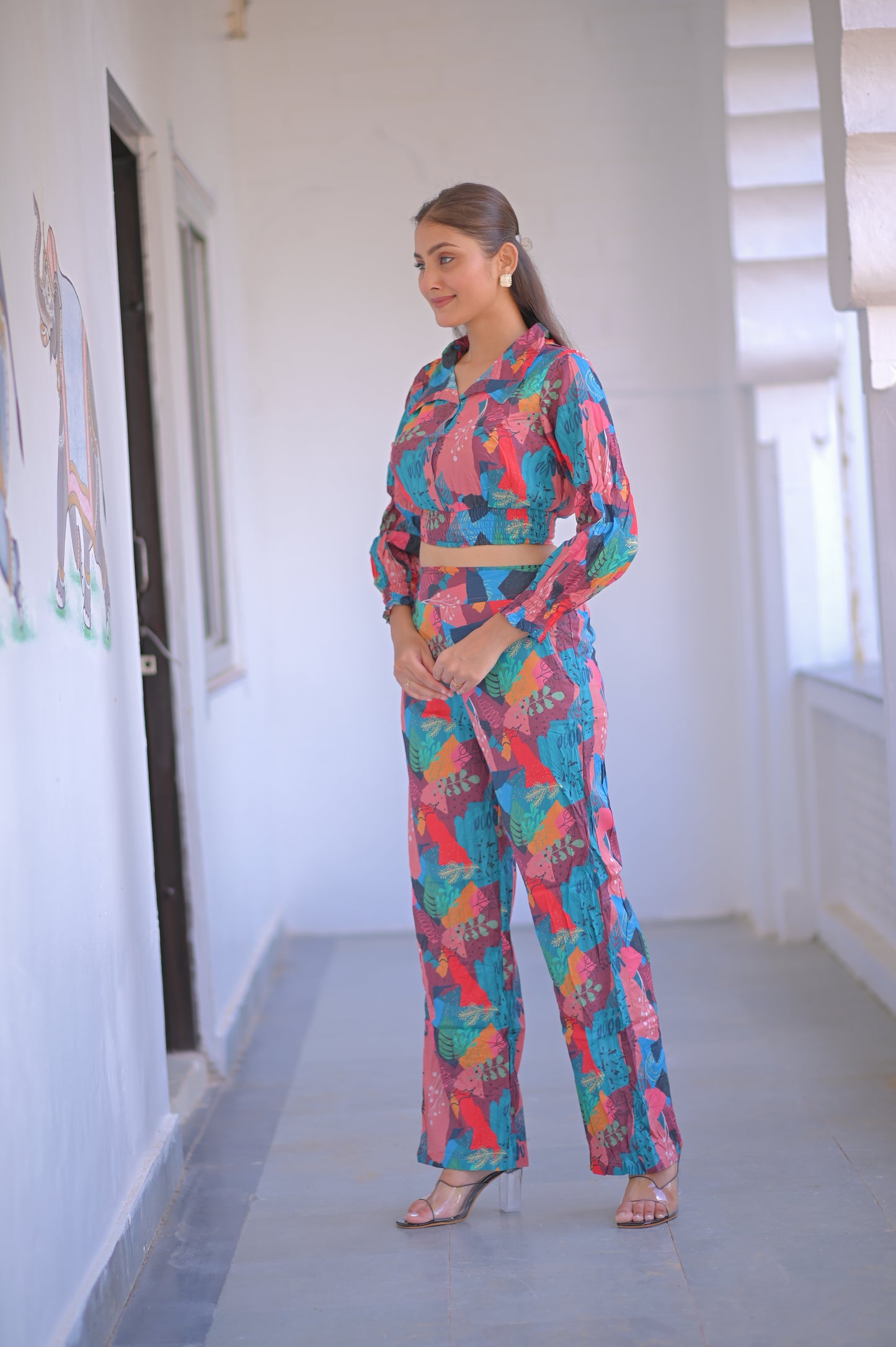 BUTTON BOBIN TOP PAJAMA SET