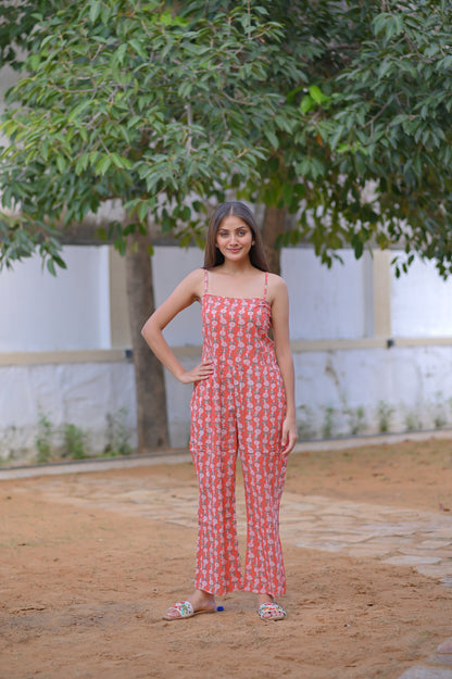 SLEEVELESS COTTON JUMPSUIT