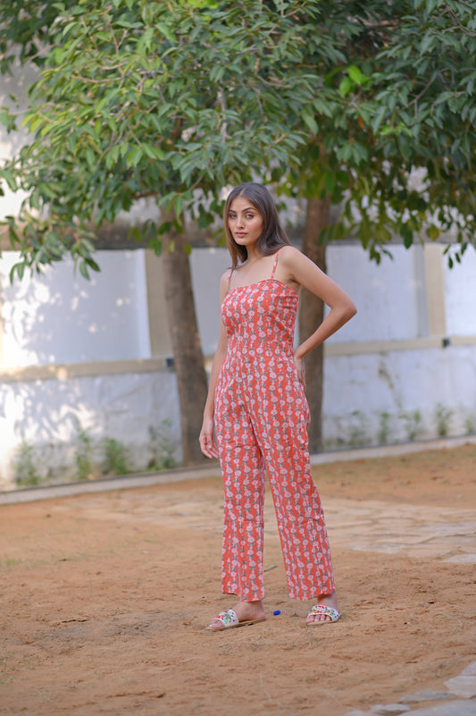 SLEEVELESS COTTON JUMPSUIT