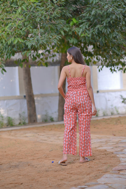 SLEEVELESS COTTON JUMPSUIT