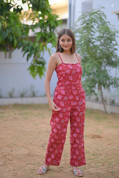 SLEEVELESS COTTON JUMPSUIT