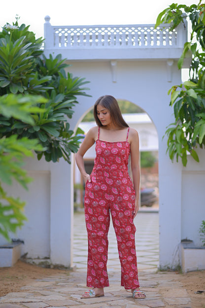 SLEEVELESS COTTON JUMPSUIT