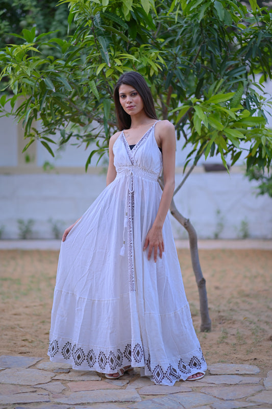 White Boho Chic Maxi Dress