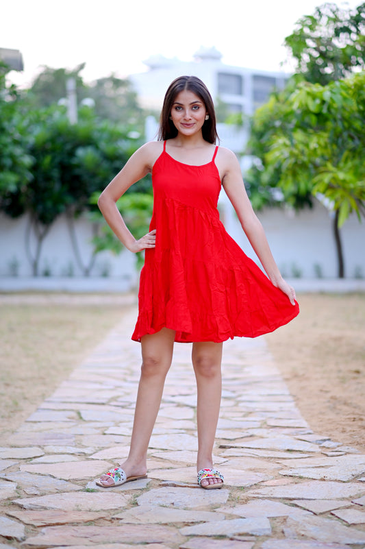 RAYON THREE  FRILL DRESS