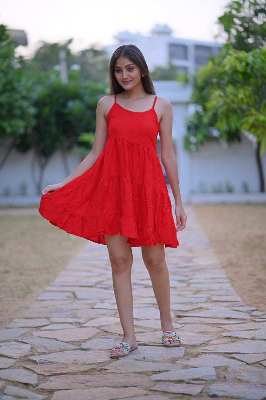 RAYON THREE  FRILL DRESS