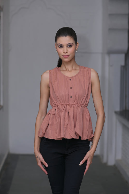 BUTTON FRILL TOP