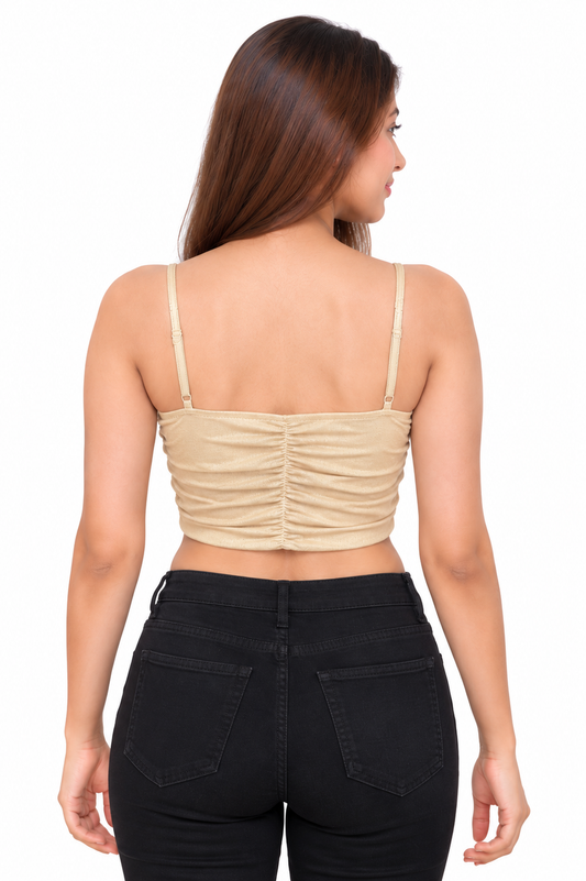 Golden Sand Smocked Crop Top