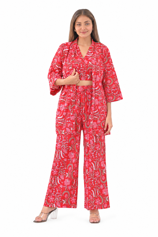 COTTON THREE-PIECE CO ORD SET