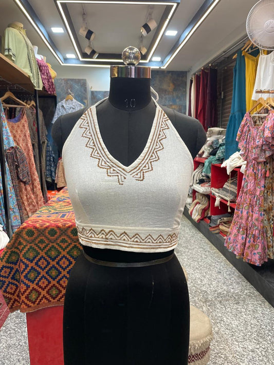 crop print boho top