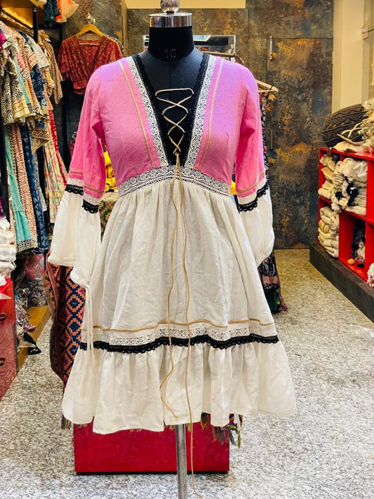 contrast lace boho dress