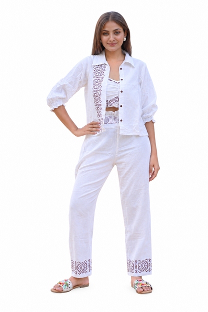 JUTE THREE PIECE BUTTON CO-ORD  SET