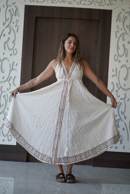 backless magic dress jute with print