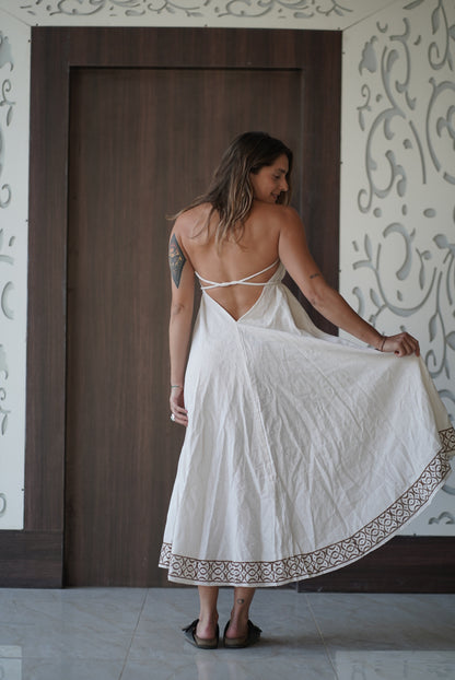 JUTE PRINTED BACKLESS MAGIC DRESS