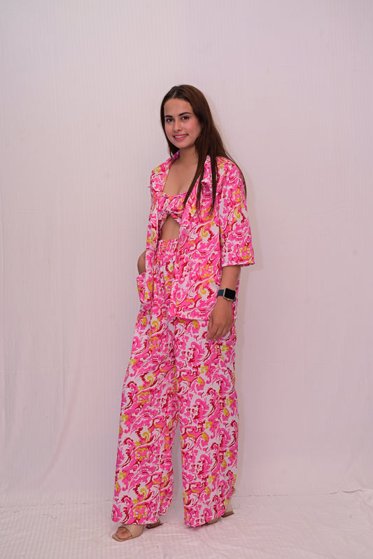 bow 3 piece shirt pant set