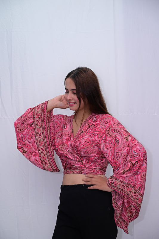 Tie top bell sleeve